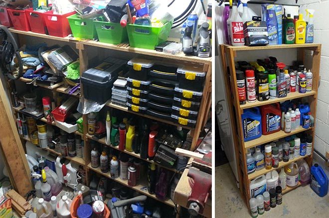 clean workshop shelves