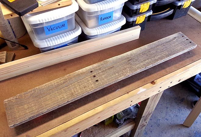 sanding pallet wood shelf