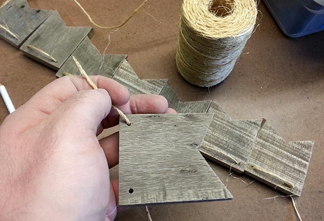 stringing pallet wood bunting flags