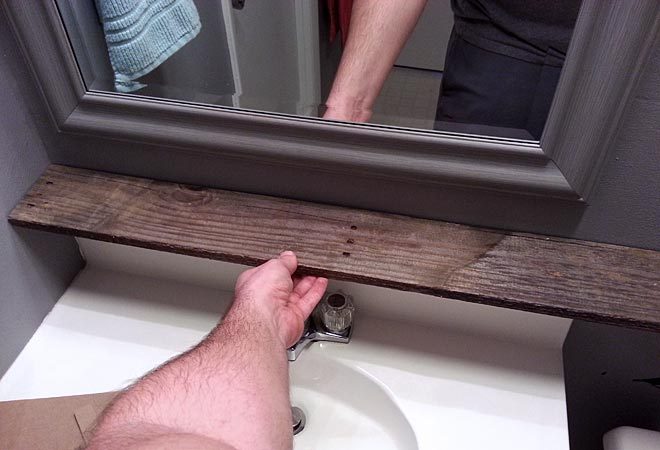 test fitting pallet wood as shelf