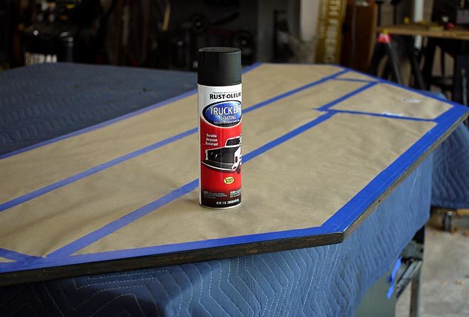 Rustoleum truck bed coating used as an edge banding