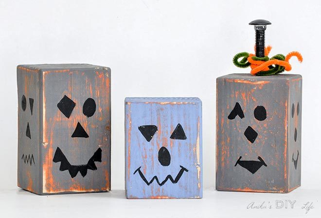 wood pumpkin blocks